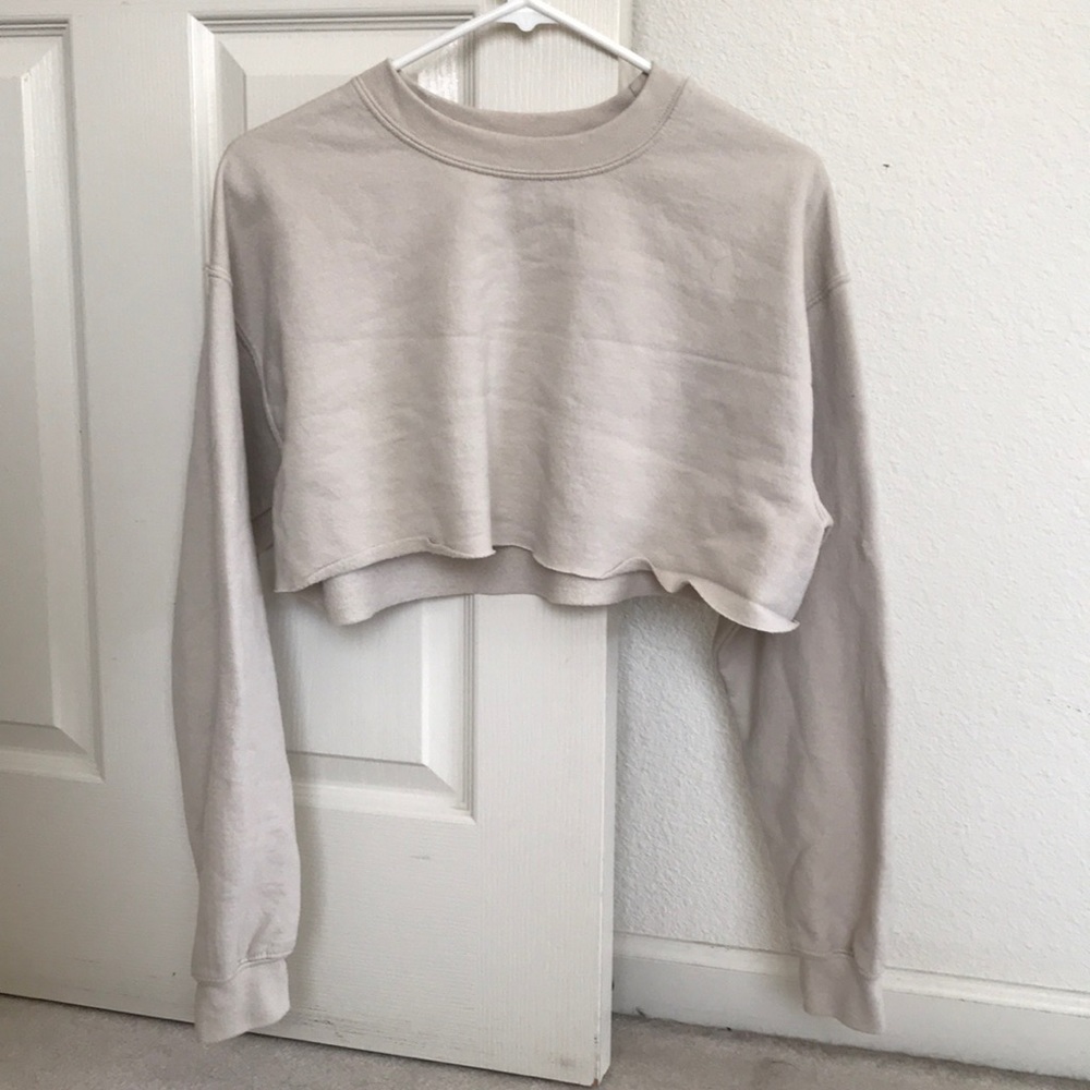 Beige Cropped Sweatshirt size S